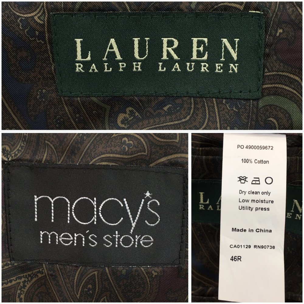 Ralph Lauren Mens Blazer Sport Coat Two Button‎ Corduroy Jacket Size 46R Casual - Picture 8 of 13